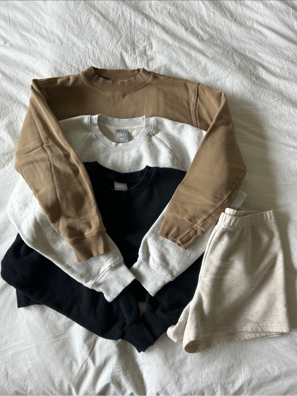 TNA Cozy Crewneck Sweatshirt Bundle of 3 & Free Shorts